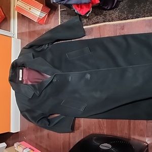 Women's Dark Green Wool Trench Coat Size Large
